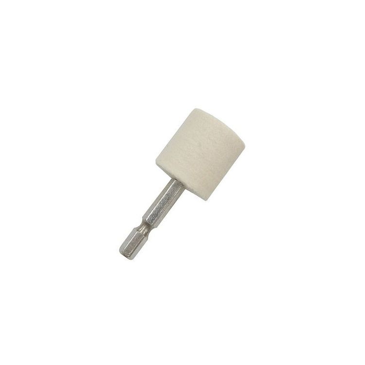 【商品特長】【製品サイズ(mm)】・長さ55・幅25・高さ25【生産国】日本【材質】先端：フェルト【仕様】用途：磨きと仕上げに軸径：6.35mm形状：円筒型許容最大回転数：5,000min-1(rpm)直径×長さ：25x25mm対象機種：電動ドリル・フレキ研磨剤を塗布して金属類および貴金属研磨、ガラス・石材等のツヤ出しに向いてます。からぶきでのツヤ出しに向いてます。【送料について】北海道、沖縄、離島は送料を頂きます。