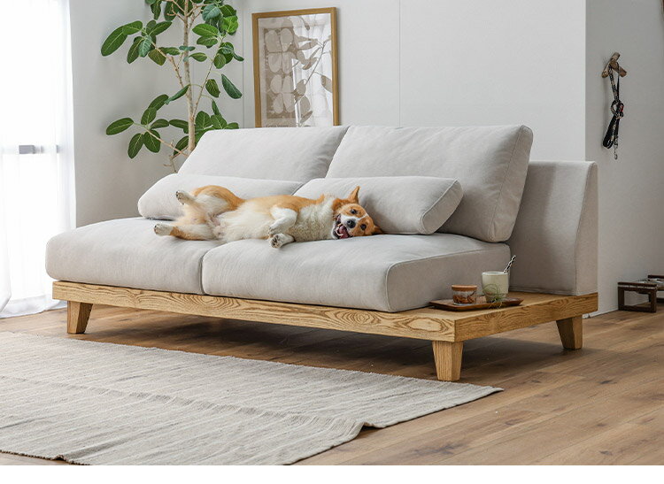 ソファ 3人掛け 幅184cm ペット対応 ソファ カバーリング ホワイト グレー おしゃれ 木 小型犬 中型犬 シート低め ファブリック 犬 猫 毛が取れやすい(代引不可)【送料無料】 [2]