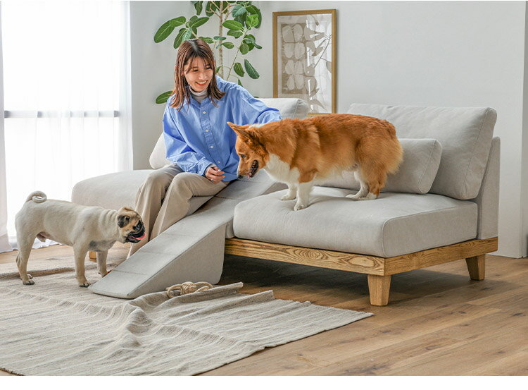 ソファ 3人掛け 幅184cm ペット対応 ソファ カバーリング ホワイト グレー おしゃれ 木 小型犬 中型犬 シート低め ファブリック 犬 猫 毛が取れやすい(代引不可)【送料無料】 [3]