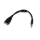 STARTECH.COM LTD MUYHSMFF ヘッドフォン マイク用ジャック付ヘッドセット対応アダプタ 4極ミニプラグ (オス)-2x 3極ミニジャック ...