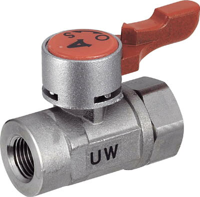 【メーカー型番】UW-1022【JANコード】4560130566044【ブランド】ASOH【特徴】●バルブと継手一体型のコンパクトなボールバルブです。●ハンドルの回転方向が自由に設定でき、A栓、B栓仕様も可能です。●耐食性に優れ、多様化する流体にも即応できます。●流速、流量、圧力損失は極少です。【用途】【仕様】●接続口径D1:Rc1/4●接続口径D2:Rc1/4●高さ(mm):24●質量(g):71●使用流体:材質に悪影響のない流体●使用温度範囲:-10〜120℃(凍結箇所は除く)●使用圧力:0.98MPa【材質／仕上】●本体:SCS13（SUS304）●Oリング:バイトン（FKM-70）【セット内容／付属品】【注意】【原産国】日本【送料について】北海道、沖縄、離島は送料を頂きます。