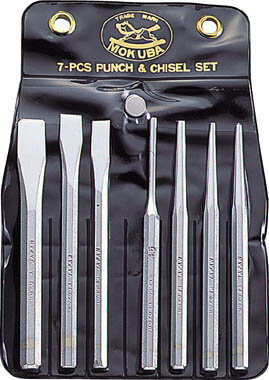 モクバ印 タガネセット(袋入り)7本組【A6-7】(ハンマー・刻印・ポンチ・タガネ)