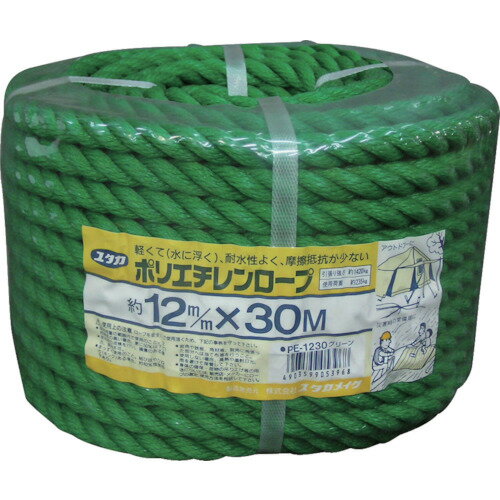 乐天商城 - ユタカ ロープ PEカラーロープ万能パック 12φ×30m グリーン PE1230GN【送料無料】