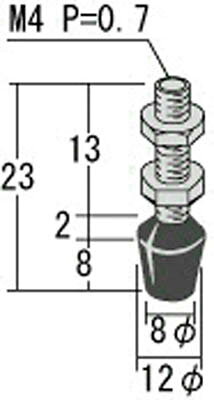 【メーカー型番】RBT-4S【JANコード】4562127187409【ブランド】角田　【特徴】【用途】【仕様】●硬度:ショア70℃●ボルト径×首下:M4×13●質量(g):4●製造温度:170℃?180℃●耐久温度:80℃(通常)●高温使用:150℃?160℃(使用時間30分)【材質／仕上】●ボルト部：鉄●ゴム部：NBR（ニトリルラバー）【セット内容／付属品】【注意】【原産国】日本【送料について】北海道、沖縄、離島は送料を頂きます。