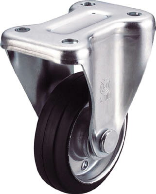 ユーエイ 産業用キャスター固定車 100径ゴム車輪【WK-100Y】(キャスター・プレート式ゴム車)