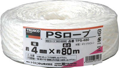 TRUSCO PSロープ 幅4mmX長さ80m 白【TPS-480】(ロープ・ひも・ひも)
