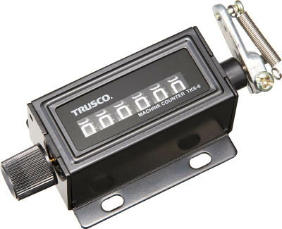 【メーカー型番】TKS6【JANコード】4989999119381【ブランド】TRUSCO 　【特徴】●回転運動、連続運動のカウントに使用します。●プッシュリセットスイッチによりカウンタリセットが容易（TWK）です。●レバーが45°往復することにより1つの数字が進みます。【用途】●製造ライン上の計数管理に【仕様】●計数範囲:999999●取付寸法(mm)(前後×左右×穴径):37×33.5×4.2●回転方向:右軸正回転●計数速度(cpm):600●質量(g):117●リセット方式:つまみ式【材質／仕上】【セット内容／付属品】【注意】【原産国】台湾【送料について】北海道、沖縄、離島は送料を頂きます。