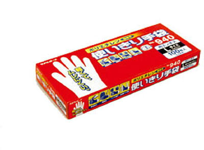 【メーカー型番】NO940L【JANコード】4901070751471【ブランド】エステー【特徴】●スタンダード品です。●油・薬品に強いポリエチレンの手袋で、指先の感触がそのまま生かせます。●裏面に細かなエンボス(凸凹)加工を施しています。●左右両用タイプのため、片手でも使えて経済的です。●着脱し易い内エンボスです。【用途】●薬品取扱、バイオ産業などの細やかな仕事に。●食品加工。●髪染め。●ペンキ塗り。【仕様】●色:半透明●サイズ:L●全長(cm):28.0●手のひら周り(cm):33.4●中指長さ(cm):9.2●質量(g):294●厚み：0.035mm●食品衛生法適合品●粉なし【材質／仕上】●ポリエチレン（PE）【セット内容／付属品】【注意】●アレルギー反応などにより、体質によっては、かゆみ・かぶれ・発疹等をおこすことがある。異常を感じたら使用を中止し、医師に相談する。●熱いものには触れない。●水や油類などの液体の中での使用を避ける。●水漏れの原因になるので、つま先、刃物やとがったもの等で傷をつけないように注意する。●感電の恐れがあるので、電気作業には使用しない。●保管時は直射日光を避ける。【原産国】中国【送料について】北海道、沖縄、離島は別途送料を頂きます。