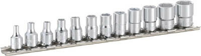 Socket Wrench - TONE ソケットセット（6角・ホルダー付） 吋目 12pcs【HSB212】(レンチ・スパナ・プーラ・ソケット)【送料無料】