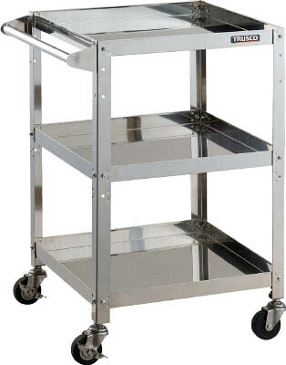 TRUSCO クリーンラビット 75φ導電車SUS金具ハンドル付【CRB-853HSD】(ツールワゴン・ステンレス製ワゴ..