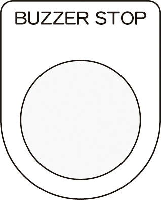 IM 押ボタン／セレクトスイッチ（メガネ銘板） BUZZER STOP 黒 φ2【P25-39】(電設配線部品・カードホルダ・銘板)
