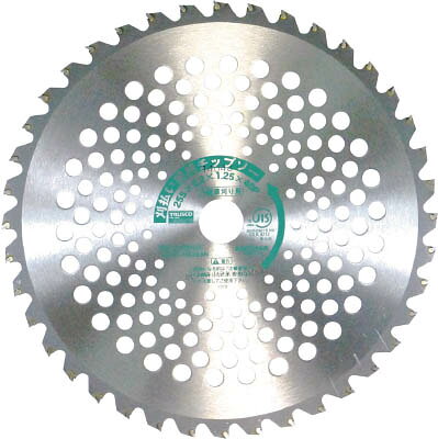 【メーカー型番】TK-HG255N【JANコード】4989999133660【ブランド】TRUSCO 　【特徴】●一般草刈りに最適な、硬くて粘りのあるチップを採用しています。●斜めに深く埋め込まれたチップは、切れ味に優れ、衝撃やチップ欠けにも強く、耐久性があります。●メッシュ基板により、軽量で疲れにくく、作業効率が上がります。【用途】●一般草刈り用。【仕様】●外径(mm):255●刃厚(mm):2.2●穴径(mm):25.4●刃数:40●最高使用回転数(rpm):10000●質量(g):420●JIS B 9212 規格品【材質／仕上】●刃部:超硬チップ【セット内容／付属品】【注意】【原産国】日本【送料について】北海道、沖縄、離島は送料を頂きます。