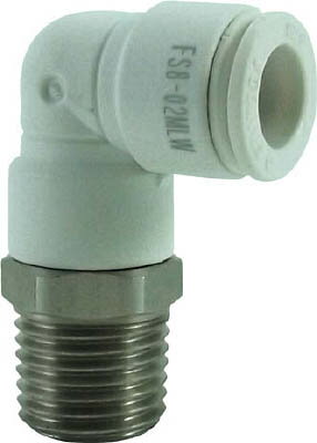 チヨダ ファイブSUSメイルエルボ 白 8mm・R1／4【FS8-02MLW】(流体継手・チューブ・チューブ継手)