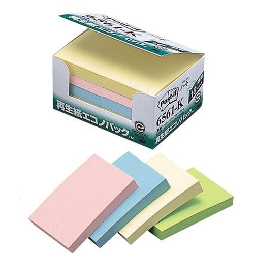 【商品型番】　6561-K　【商品説明】　●寸法／75×50mm●1冊／100枚●カラー／4色ミックス●単位（入数）／1パック（10冊入）●メーカー品番／6561-K