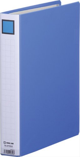 【商品型番】　973GXアオ　【商品説明】　●カラー／青●サイズ／A4タテ●寸法／タテ307×ヨコ243×背幅46mm●とじ厚／30mm●収容枚数／300枚●表紙／オレフィン素材貼り●芯材／古紙配合●カラーインデックス1組（5色5山）付●穴数／2穴（80mmピッチ）●背見出し紙は抜き差し可能●背見出し紙は抜き差し可能●単位／1冊●メーカー品番／973GXアオ