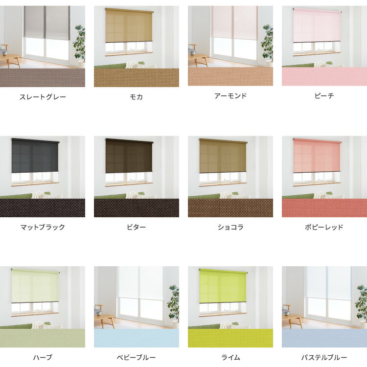 【6/27 1:59まで！ポイント10倍】ロールスクリーン オーダー カーテンレール 取付可能 賃貸 立川機工 タチカワ 日本製 取付簡単 オーダーロールスクリーン ロールカーテン 間仕切り 目隠し 採光 日よけ ベーシック 選べる30色(代引不可)【送料無料】