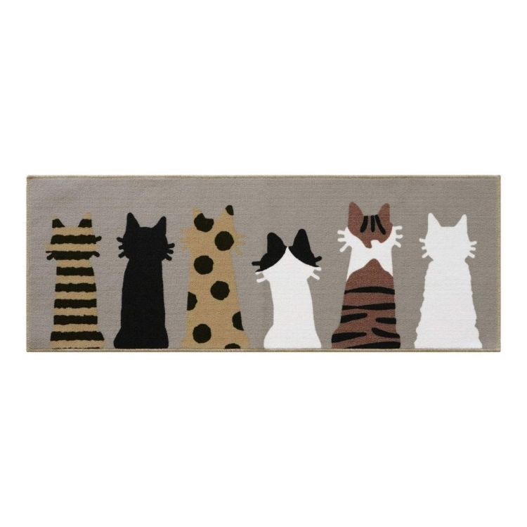 Kitchen Mats - キッチンマット マット 45×120cm リーフ柄 ネコ柄 キャット オカトー(代引不可)