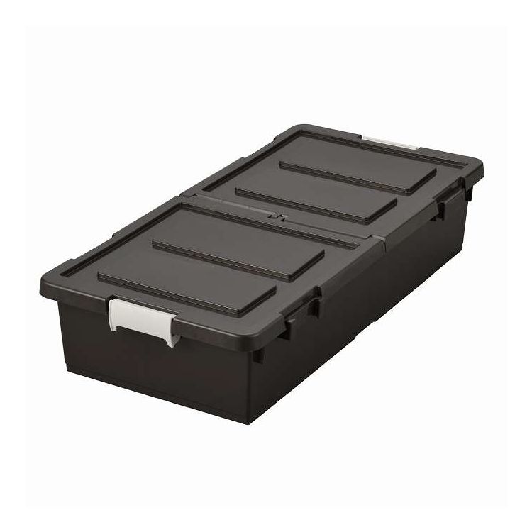 Closet Storage Boxes - 収納ケース ベッド下 幅39×奥行80×高さ17cm 収納ボックス 縦置き横置き 連結可能 コロ付き プラスチック製 ダークブラウン JEJアステージ(代引不可)【送料無料】