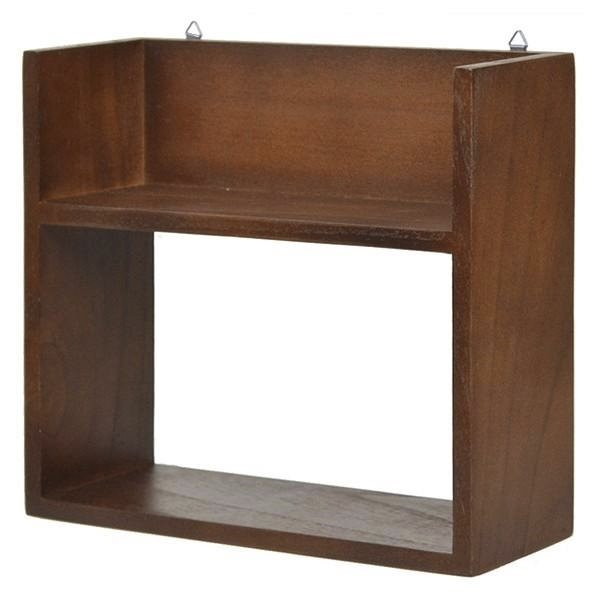 ラック シェルフ チェリーウッド 壁掛け 24×22cm ダークブラウン(代引不可)【送料...
