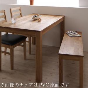 ダイニングセット（テーブル&ベンチ チェア） 総無垢材ワイドダイニング 4人 4点セット(テーブル+チェア2脚+ベンチ1脚) オーク 板座 W160(代引き不可)【送料無料】