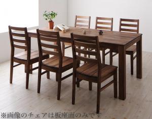 Dining Set - ダイニングセット（テーブル&チェア） 総無垢材ワイドダイニング 6人 7点セット(テーブル+チェア6脚) ウォールナット 板座×PVC座 W180(代引き不可)【送料無料】