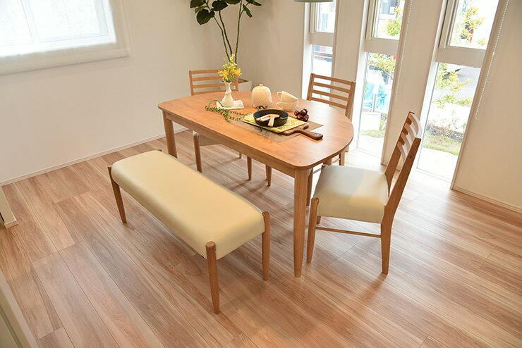 ダイニングベンチ ベンチ PVC 木製 椅子 リビング おしゃれ シック 北欧 新生活 ナチュラル ブラウン ボンド(代引不可)【送料無料】 [2]