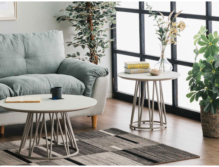 サイドテーブル 円形 幅60 ラウンドテーブル ミニテーブル ナイトテーブル ベッドサイド ソファサイド テーブル おしゃれ 北欧 ナチュラル ホワイト コンクリート調 モルタル調 メラミン スチール(代引不可)【送料無料】 [2]