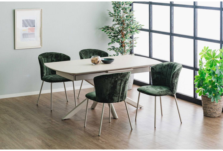 ダイニングセット ダイニングテーブル セラミック 高圧メラミン エクステンション 幅160~220 4人掛け コーデュロイ ダイニングチェア 4個入り 北欧 おしゃれ 伸長式 ダイニングテーブル リビング(代引不可)【送料無料】