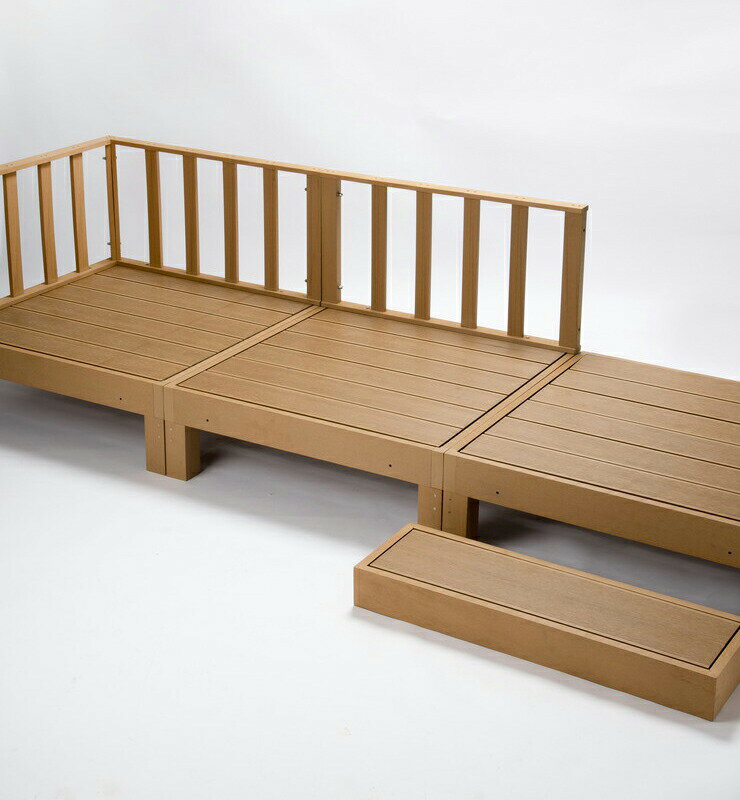 【ウッドデッキ 人工木 サイドパネル 単品】樹脂 89.5cm幅 HP-S 縁台 DIY 腐りにくい 水洗い 連結 ウッドパネル ステージ(代引不可)【送料無料】 3