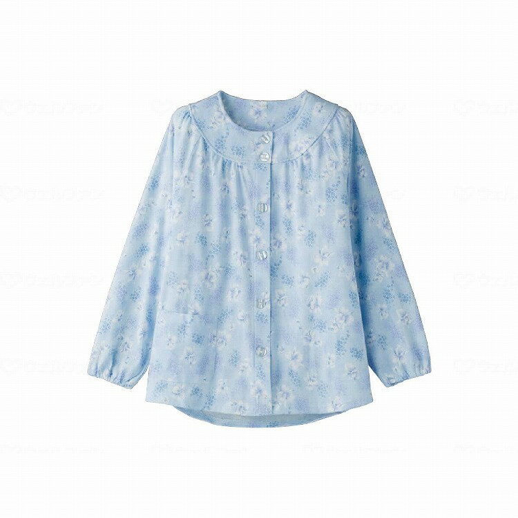 ケアファッション やさしさパジャマ上衣 ワンタッチテープ サックス S 244699_420_S(代引不可)【送料無料】