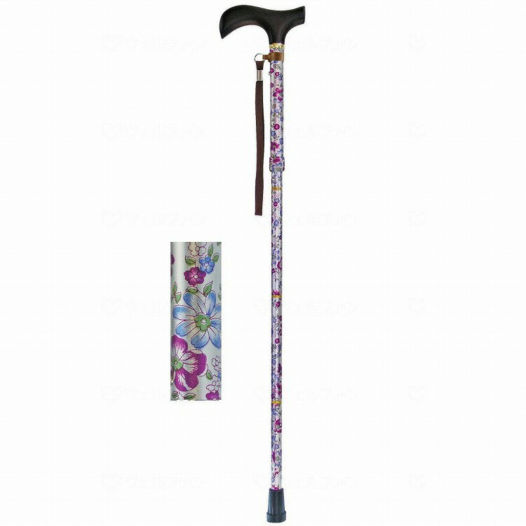 ウェルファン 夢ライフステッキ 柄杖折りたたみ伸縮型 花シルバー(代引不可)【送料無料】