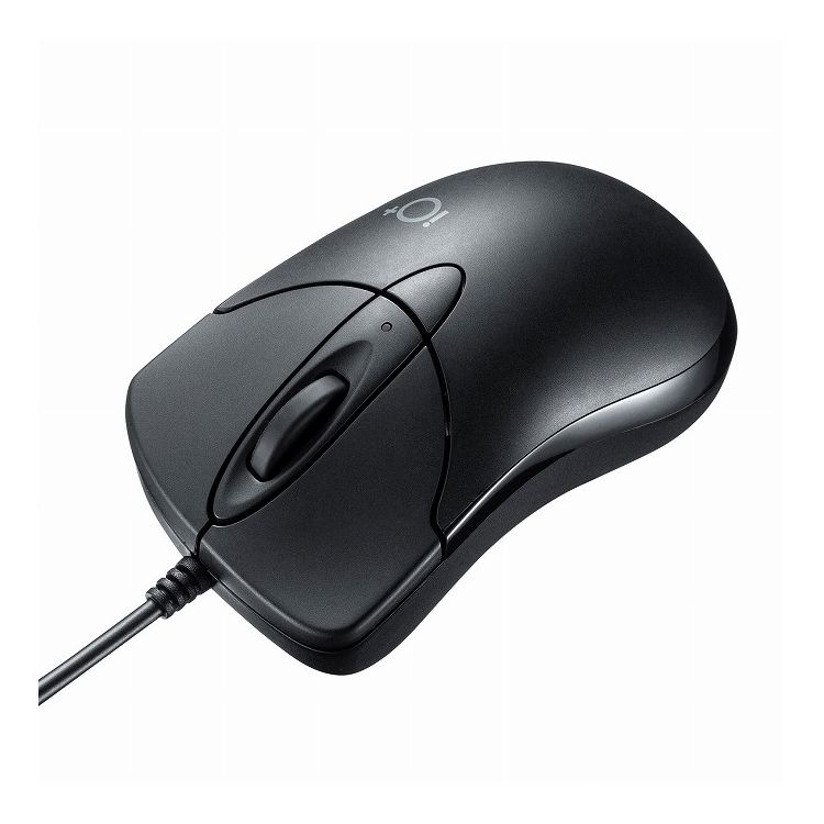 静音有線ブルーLEDマウス イオプラス ブラック MA-IPYBS301BK(代引不可)