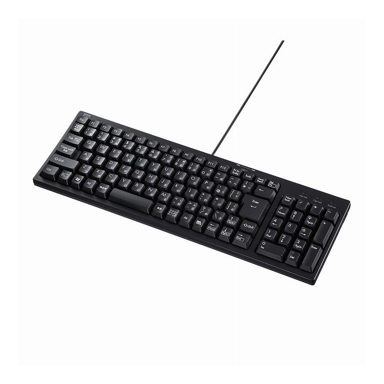 【商品説明】■幅400mm以下のコンパクトサイズでありながら、テンキー付きのフルキーボードです。■USB2.0ハブを2ポート内蔵しています。USBヘッドセットやUSBメモリなどの接続に便利です。■キーピッチはスタンダードキーボードと同じ19mmキーピッチです。■文字の耐久性に優れたレーザー印刷を採用しています。■邪魔な時はキーボードを立てる事も可能です。■キートップは標準的な深い押し心地のメンブレンタイプです。■よく使う「ENTER」キーを大型化しました。■ケーブルの取り回しに便利なケーブルを固定する溝付きです。【商品詳細】■キー数：103キー■キーピッチ ：19mm■キー表示：日本語■インターフェース：USB（Aコネクタタイプ）■キーストローク：3.8±0.3mm■動作力：55±10g■キースイッチ：メンブレン■テンキー：あり■サイズ：W391.1×D129.1×H29.26mm■重量：480g■ケーブル長：1.5m■セット内容：本体、取扱説明書【代引きについて】こちらの商品は、代引きでの出荷は受け付けておりません。【送料について】北海道、沖縄、離島は送料を頂きます。