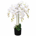 vidaXL 人工観葉植物 蘭 (ラン) ポット付き 75cm ホワイトホーム&ガーデン デコレーション 造花(代引不可)