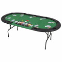 vidaXL 9人用折りたたみポーカーテーブル 3つ折り 楕円型 グリーン家具 テーブル ポーカー・ゲーム用テーブル(代引不可)【送料無料】