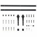 vidaXL スライド式ドア 金具キット 183cm スチール ブラックハードウェア 建築資材 ドア用品 ドアフレーム(代引不可)
