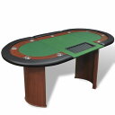 vidaXL 10人用ポーカーテーブル ディーラーエリア&チップトレイ付き グリーン家具 テーブル ポーカー・ゲーム用テーブル(代引不可)【送料無料】
