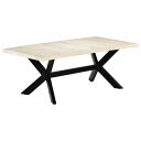 vidaXL ダイニングテーブル マンゴー無垢材 200x100x75cm ホワイト家具 テーブル キッチン・ダイニングルームテーブル(代引不可)