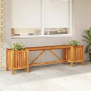 vidaXL ガーデンベンチ プランター2点付き 150x30x40 cm アカシア無垢材家具 アウトドア家具 屋外椅子 アウトドアベンチ(代引不可)