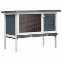 vidaXL 屋外うさぎ小屋 1層タイプ グレー 木製動物&ペット用品 ペット用品 小動物用品 小動物 飼育・ケージ(代引不可)(4)