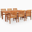 vidaXL 屋外ダイニング7点セット クッション付き アカシア無垢材家具 アウトドア家具 屋外家具セット(代引不可)