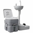 vidaXL ポータブルキャンプ用トイレ&手洗いスタンド グレースポーツグッズ アウトドアレクリエーション キャンプ&ハイキング(代引不可)