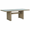vidaXL ガーデンテーブル 200x100x74cm ガラス&ポリラタン製 ブラウン家具 アウトドア家具 アウトドアテーブル(代引不可)