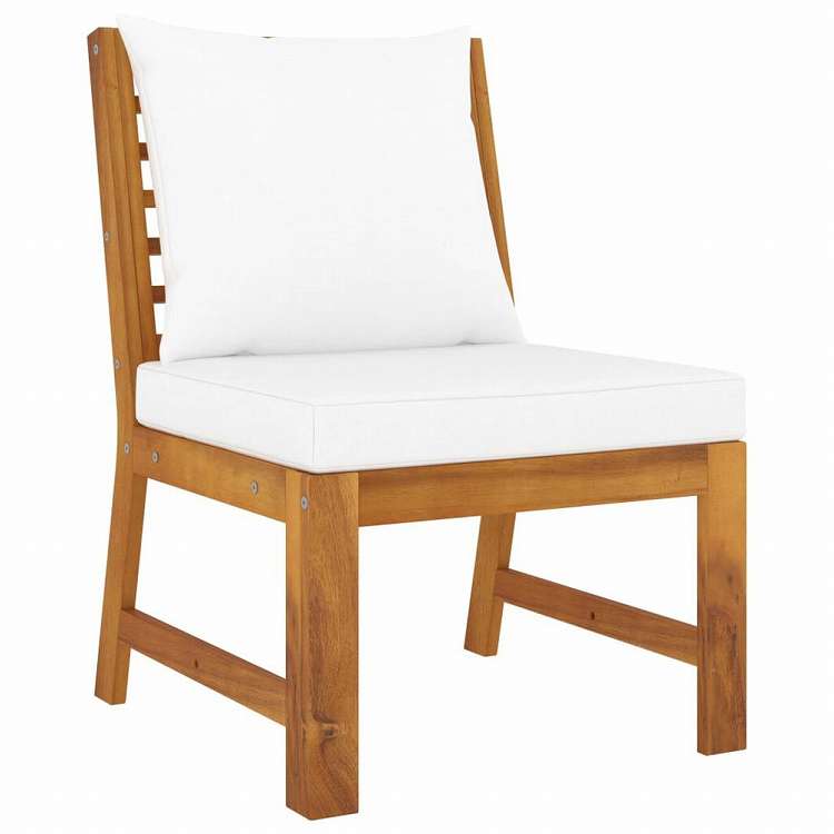 vidaXL ミドルソファセクション クリームクッション付き アカシア無垢材家具 アウトドア家具 屋外椅子 ..