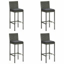 vidaXL ガーデンバースツール 4点 クッション付き ポリラタン製 グレー家具 アウトドア家具 屋外椅子 アウトドアベンチチェア(代引不可)
