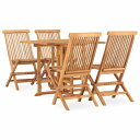 vidaXL 折りたたみ式 屋外ダイニング5点セット チーク無垢材家具 アウトドア家具 屋外家具セット(代引不可)