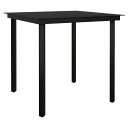 vidaXL ガーデンダイニングテーブル ブラック 80x80x74cm スチール&ガラス製家具 アウトドア家具 アウトドアテーブル(代引不可)