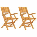 vidaXL 折りたたみガーデンチェア 2点 55x61x90 cm チーク無垢材家具 アウトドア家具 屋外椅子 アウトドアベンチチェア(代引不可)
