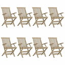 vidaXL 折りたたみガーデンチェア 8点 グレー 56x61x89 cm チーク無垢材家具 アウトドア家具 屋外椅子 アウトドアベンチチェア(代引不可)【送...