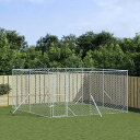 vidaXL 屋外用犬小屋 シルバー 4x4x2m 亜鉛メッキ鋼製動物&ペット用品 ペット用品 犬用品 犬小屋・ドッグラン(代引不可)